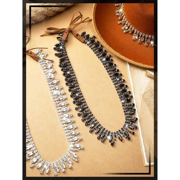 3 Pcs Rhinestone Cowboy Hat Bands Western Style Adjustable Fit for Men Women main image 5